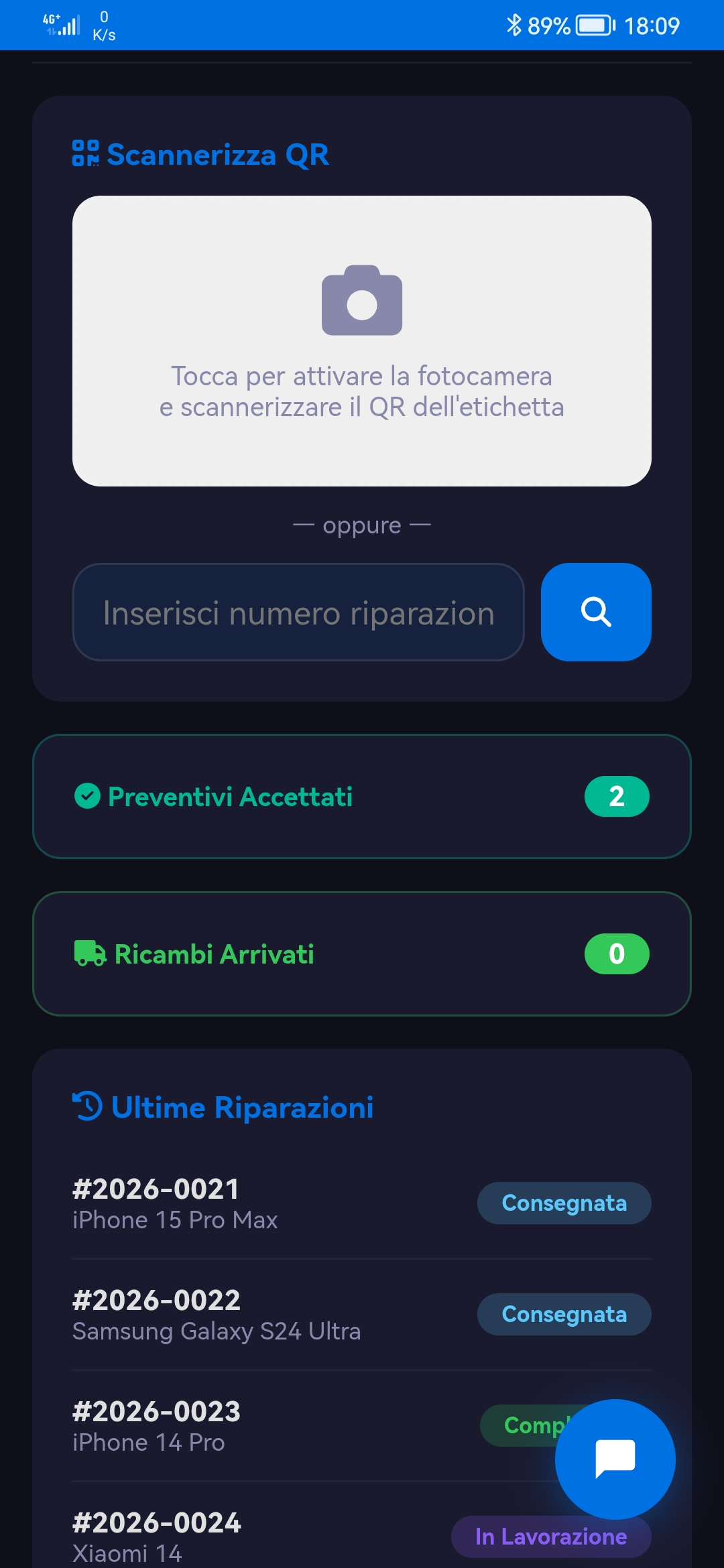 Screenshot app tecnico